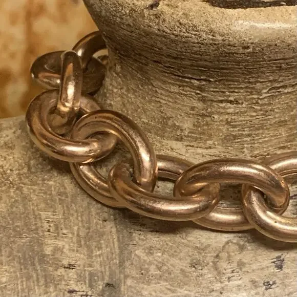 Bronze Milor Italy Linked Rose Gold Bracelet Magnetic Closure 8 Inches - Picture 6 of 10